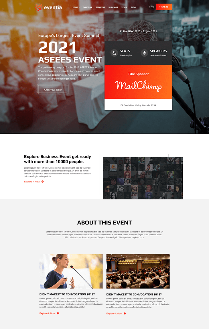 Eventia WordPress Theme for Events