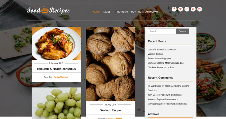 Food Recipes WordPress Theme