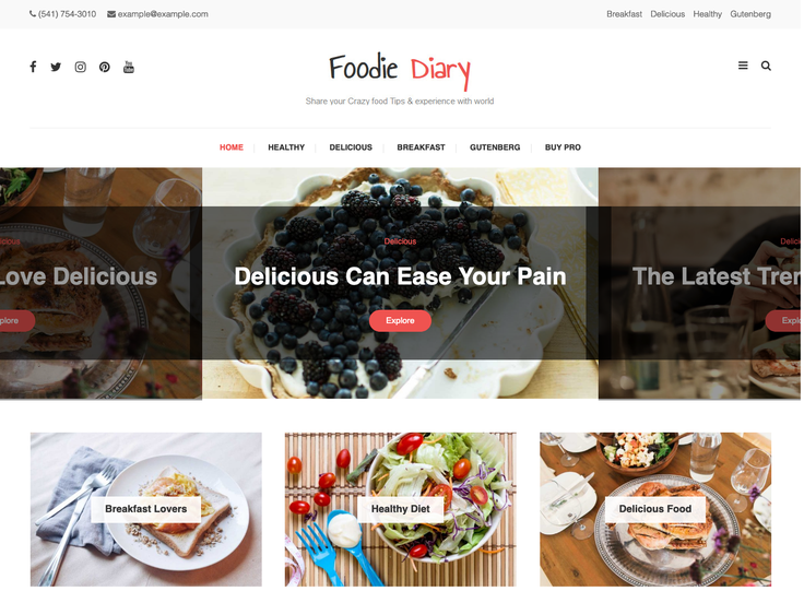 Foodie Diary WordPress Theme