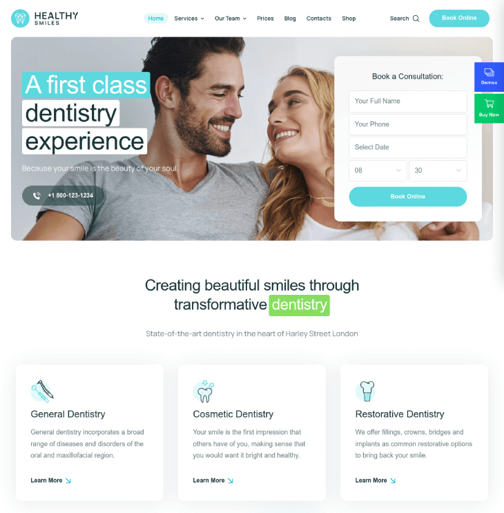 Healthy Smiles - Dental WordPress Theme