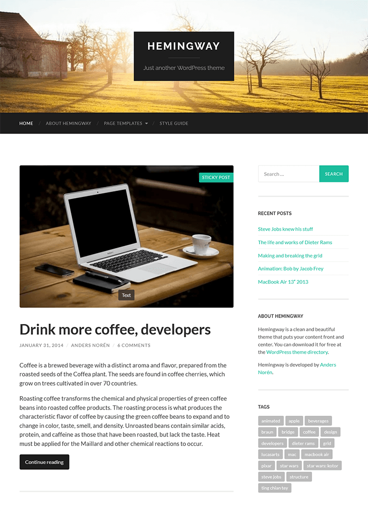 Hemingway Free WordPress Theme