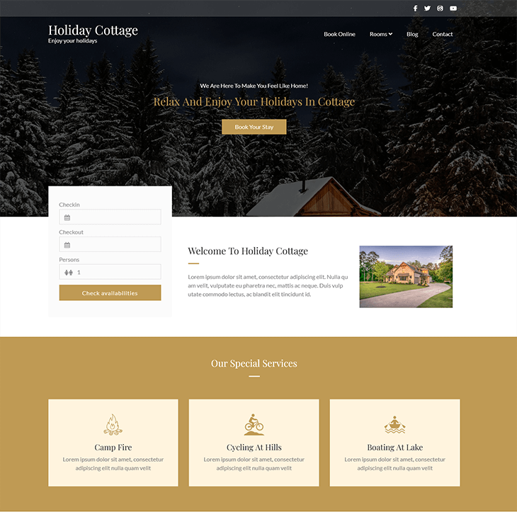 Holiday Cottage WordPress Theme