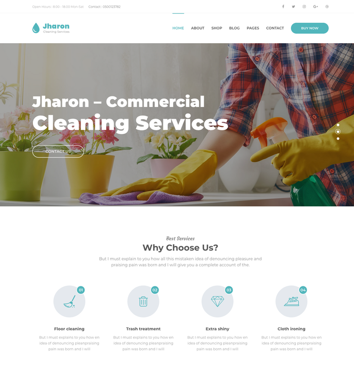 Jharon Cleaning Service WordPress Theme