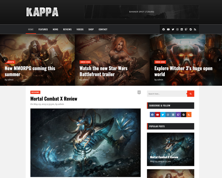 Kappa Gaming WordPress Theme