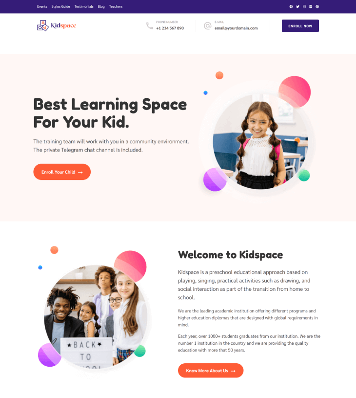 Kidspace Education Zone pro theme