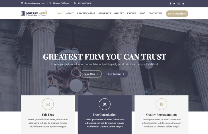 Lawyer Zone Pro WordPress Theme