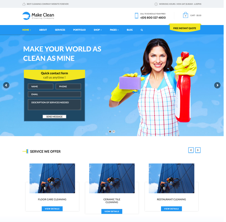 Make clean Cleaning Service WordPress Theme