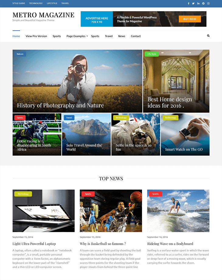 Metro Magazine Free WordPress Theme