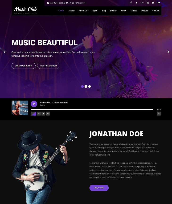 Music Club Lite WordPress Theme