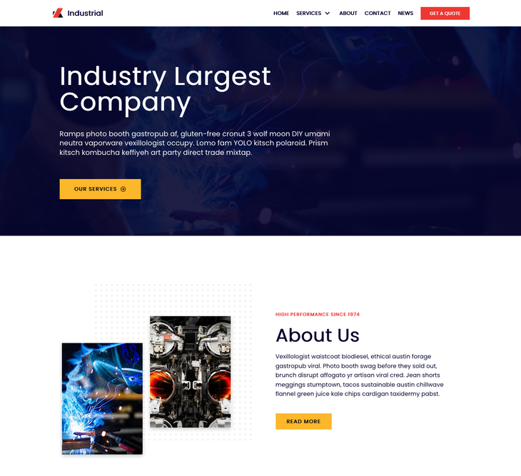 Never Pro Industrial WordPress Theme