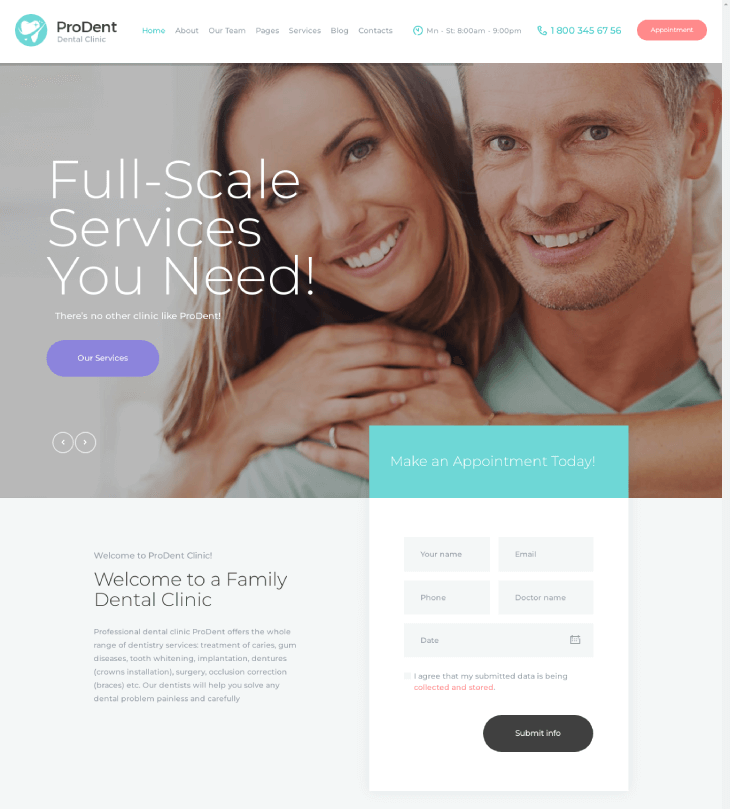 ProDent – Dental Clinic WordPress Theme