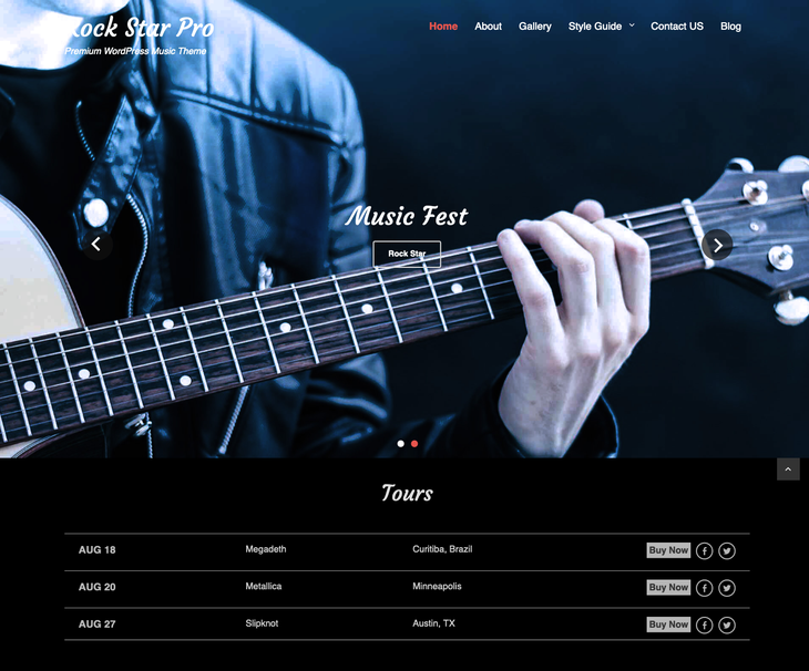 Rock Star Pro WordPress Music Theme