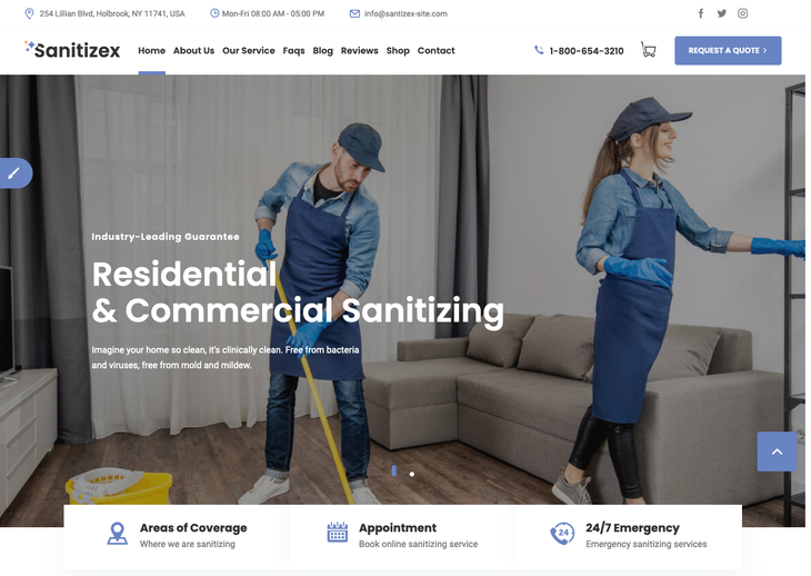 Sanitizex Cleaning Service WordPress Theme