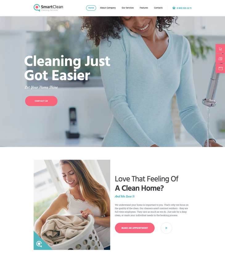 SmartClean Cleaning Service WordPress Theme