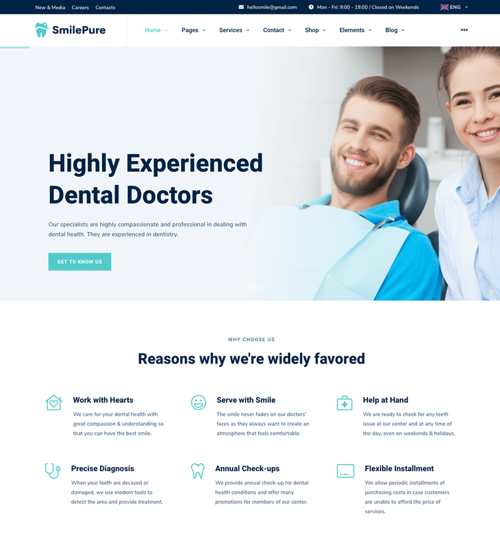 SmilePure Dental WordPress Theme