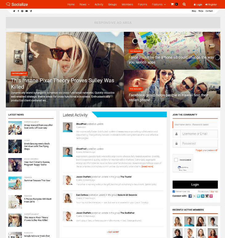 Socialize WordPress Theme