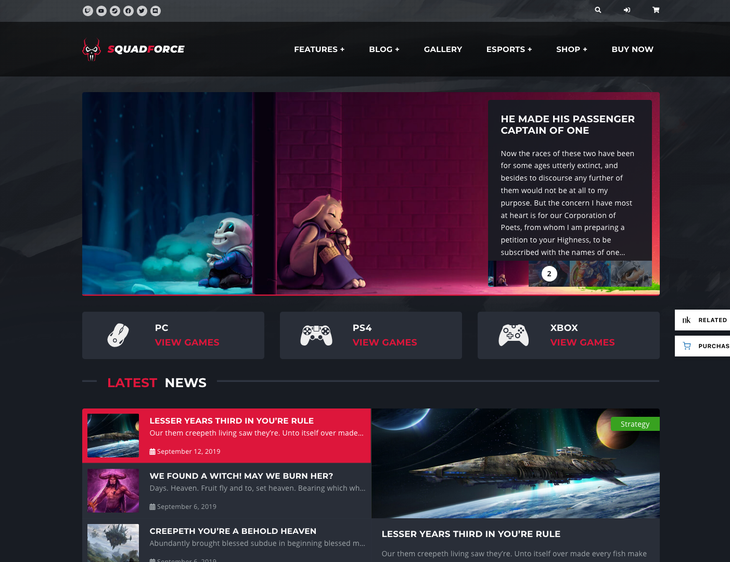 SquadForce Gaming WordPress Theme