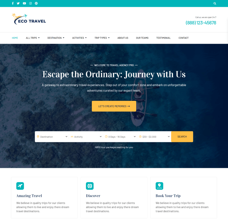 Travel Agency Pro- Eco Travel Theme