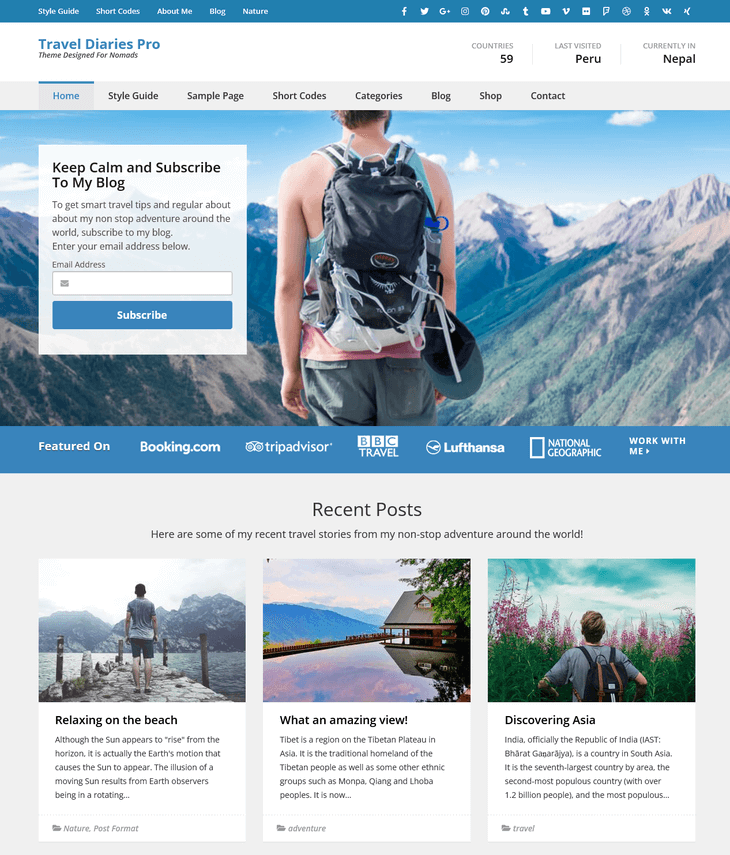 Travel Diaries Pro WordPress Theme