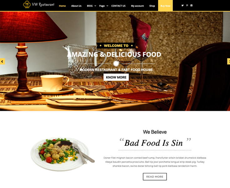 VW Restaurant WordPress Theme