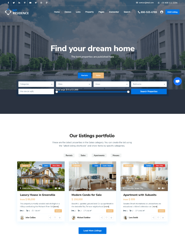 WP Residence WordPress Theme