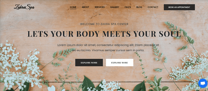 Zakra Spa WordPress Theme